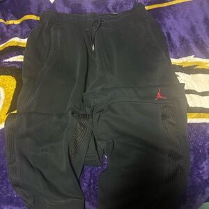 Jordan Black Joggers with Red Logo